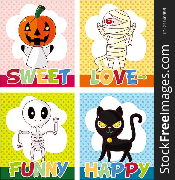 Cartoon Halloween card,,illustration