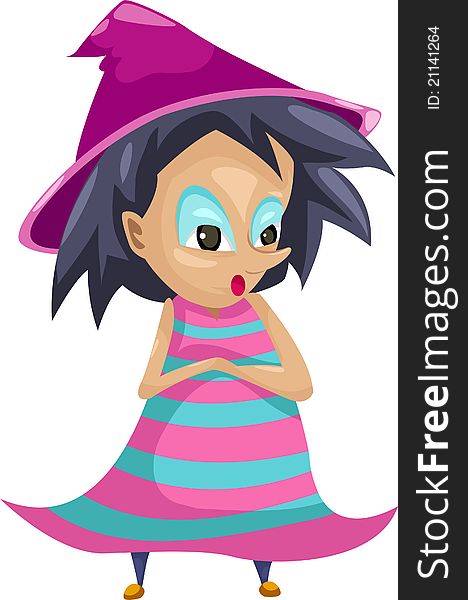 Junior witch illustration isolated on white background vector. Junior witch illustration isolated on white background vector