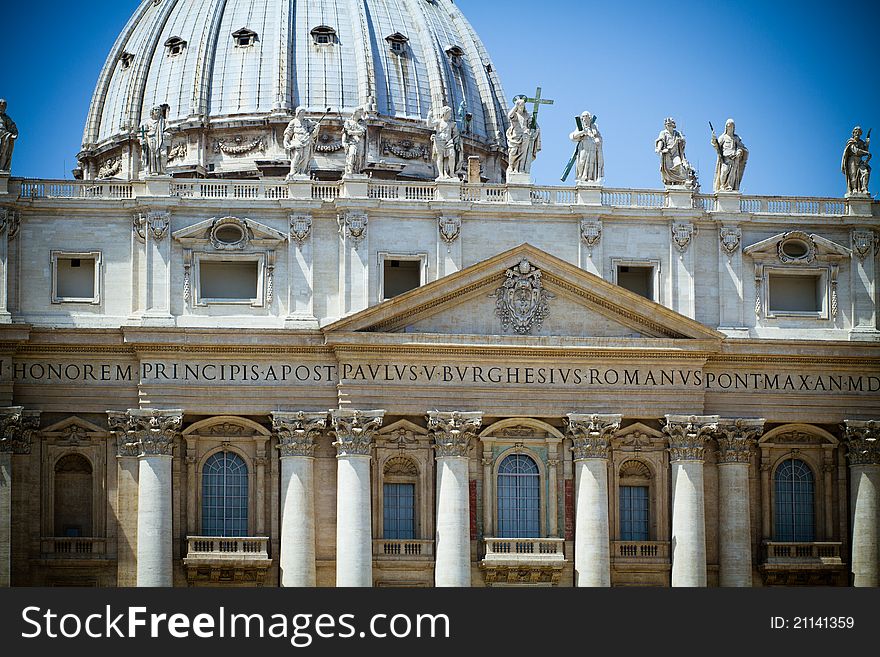 Domed roof of St Peter's Basilica, Vatican City, Rome.