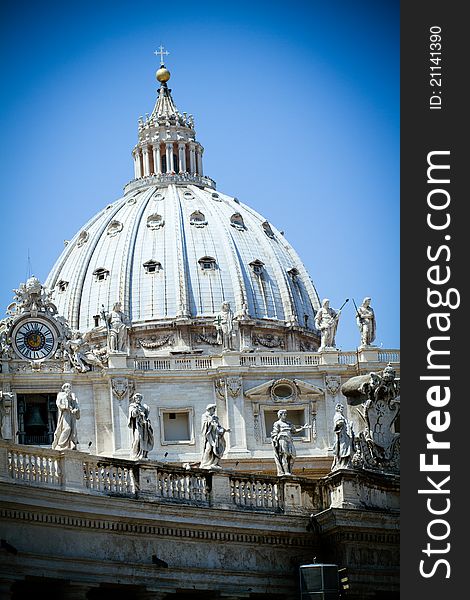 Domed roof of St Peter's Basilica, Vatican City, Rome.