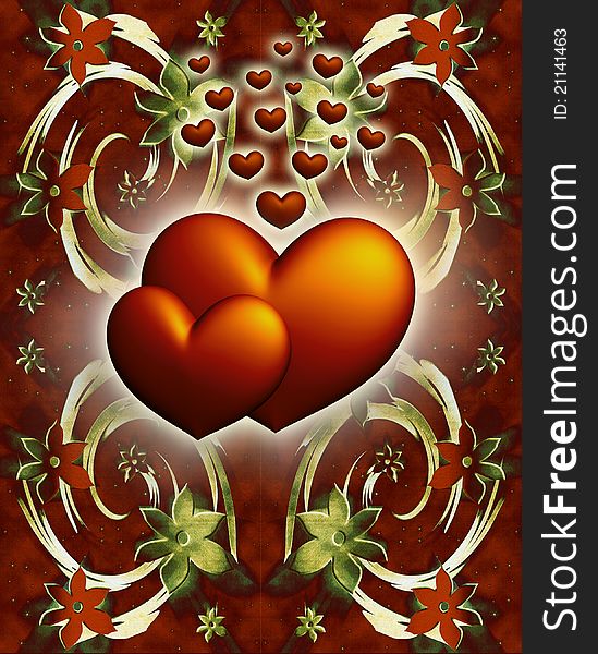 Hearts On A Abstract Background