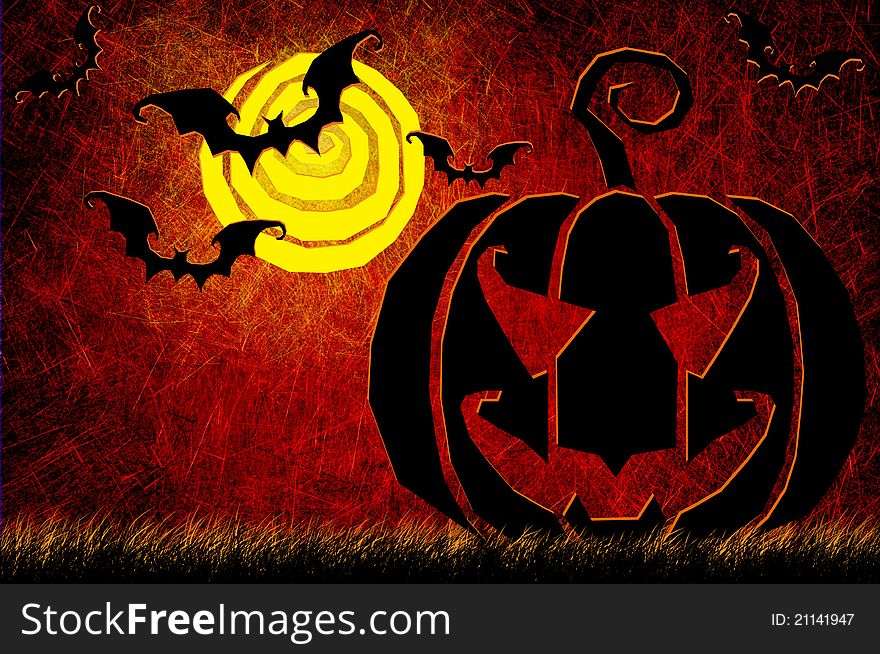 Grunge Textured Halloween Night Background