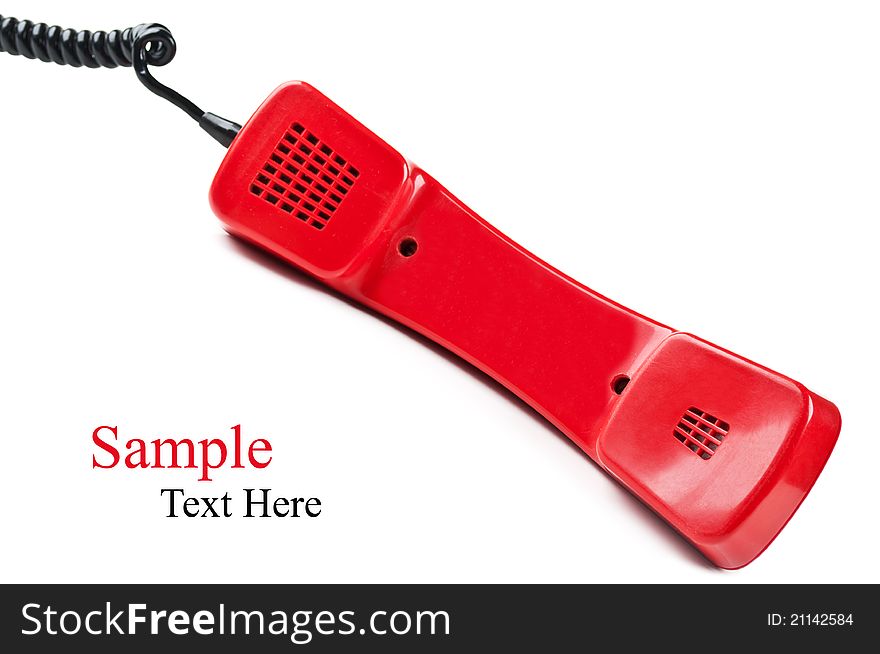 Old and red telephone isolated on a white background. Old and red telephone isolated on a white background