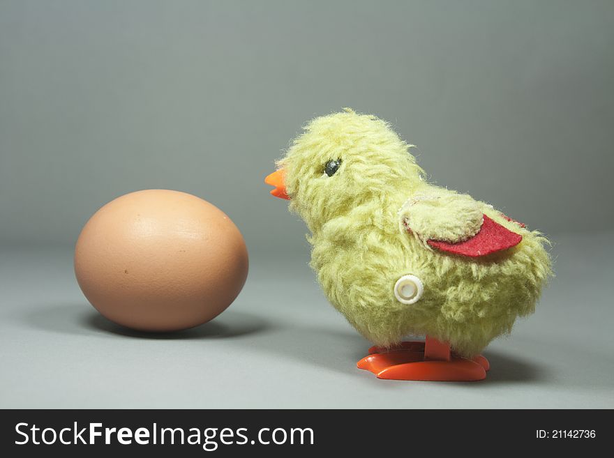 Easter chick and egg isolated .