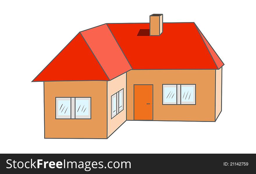 A real estate logo clip art illustration of a red house