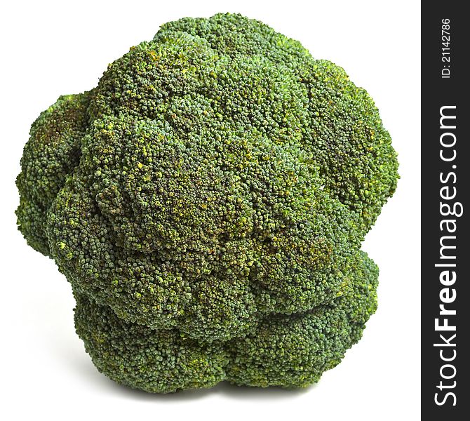 Broccoli cabbage from top on white background. Broccoli cabbage from top on white background