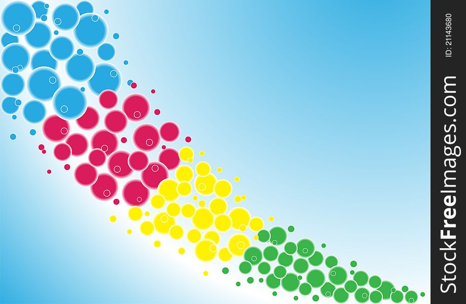 Abstract colored background of colored circles in a rainbow vector