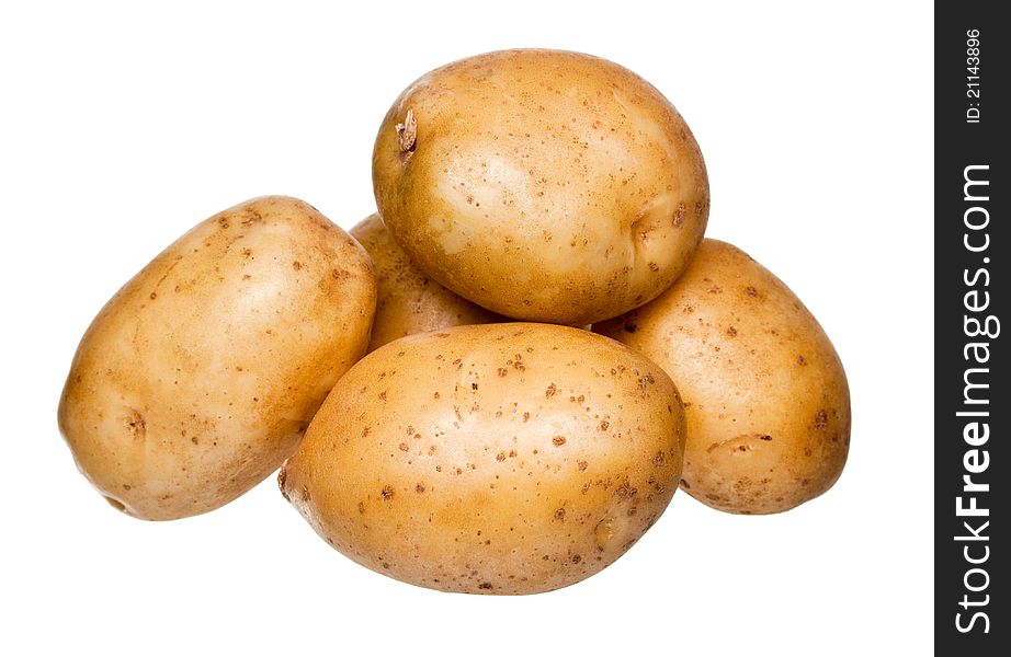 Bunch of potatoes on white background