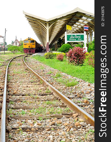 A train in platform, Chiangmai train station, Thailand