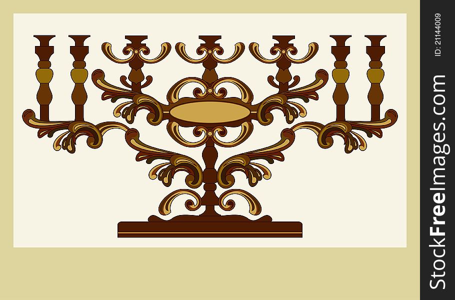 Illustration of greeting card with menorah