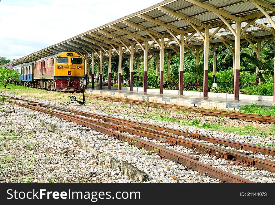 Old train in platform, Chiangmai train station, Thailand. Old train in platform, Chiangmai train station, Thailand