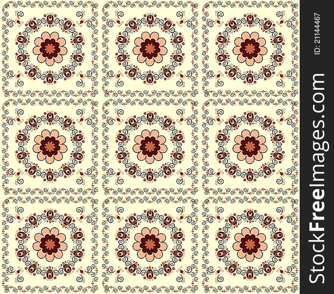 Pattern with curl and flower seamless texture. Pattern with curl and flower seamless texture