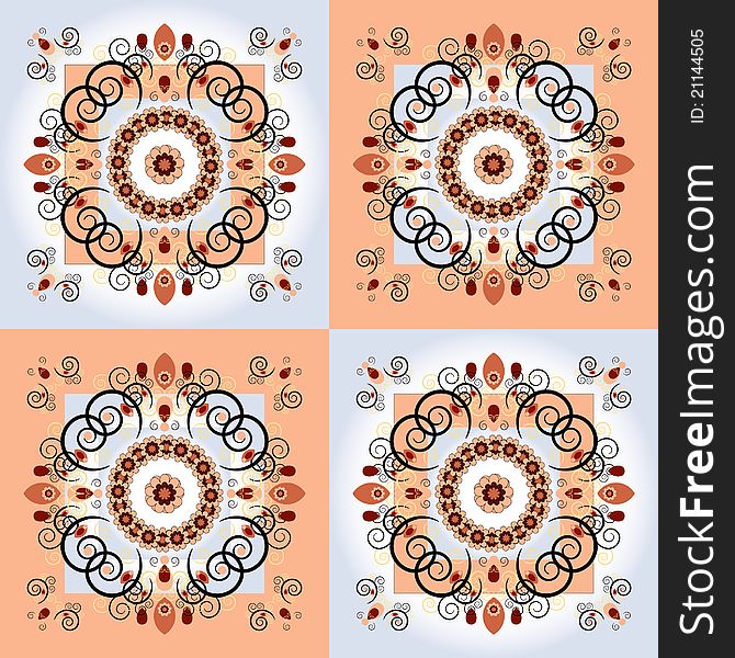 Pattern with flower on square background