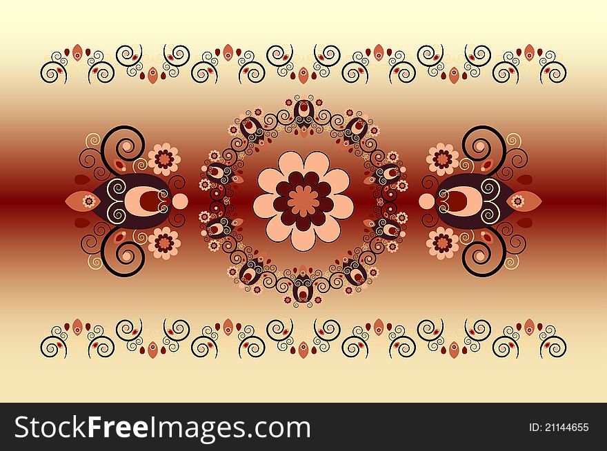 Horizontal Ornament With Flower