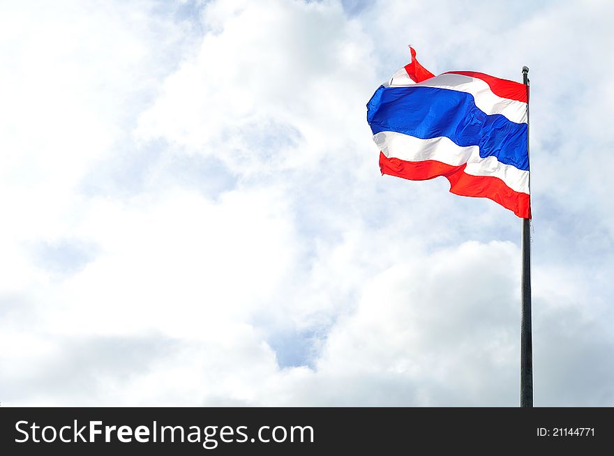 Thai nation flag with sky background