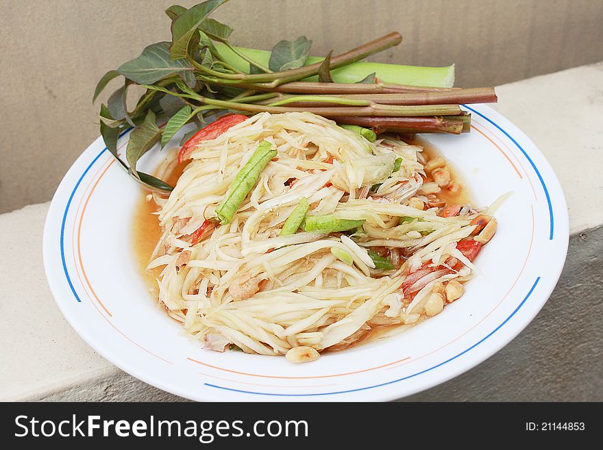 Green papaya salad,food healthy,thailand. Green papaya salad,food healthy,thailand