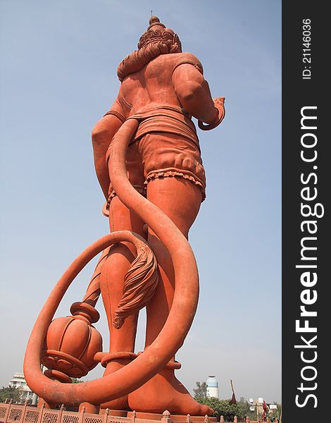 The statue of monkey chief of Hindu mythology and devoted helper of Rama. The statue of monkey chief of Hindu mythology and devoted helper of Rama