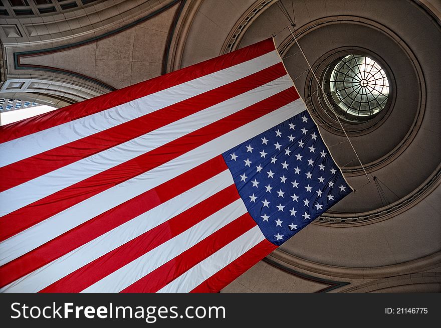 Huge US American flag in diagonal perspective. Huge US American flag in diagonal perspective
