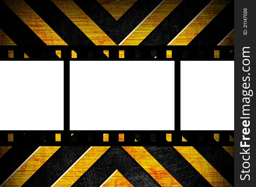 Old film strip on the danger background