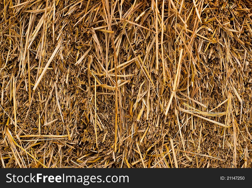 Close up of ground. Texture of straw. it bring to the roof