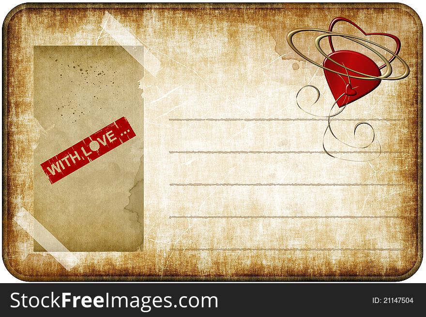 Romantic greeting card with hearts on a grunge background. Romantic greeting card with hearts on a grunge background