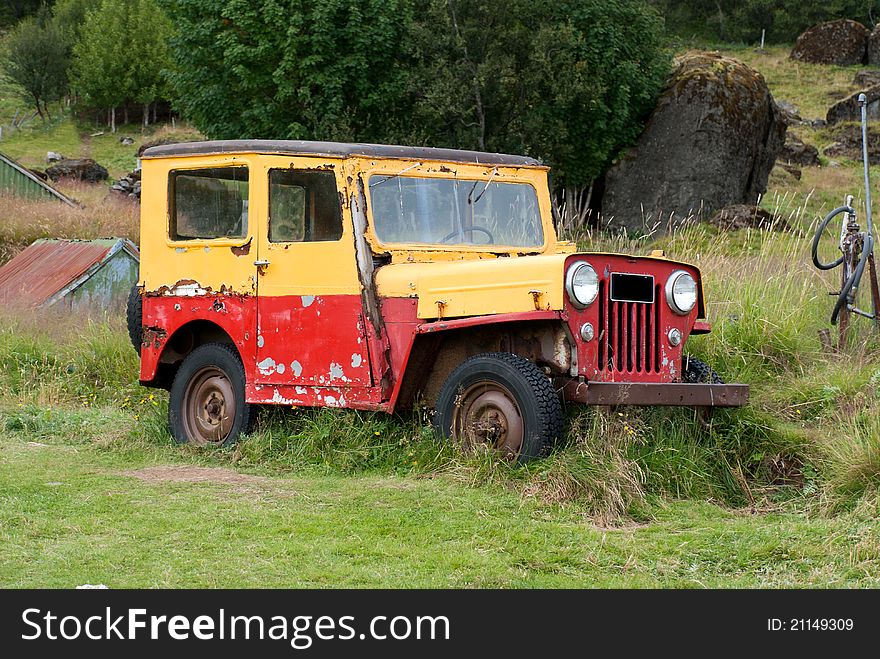 Old jeep abandoned in Iceland. Old jeep abandoned in Iceland