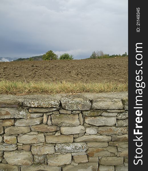 Landscape With Old Stone Wall