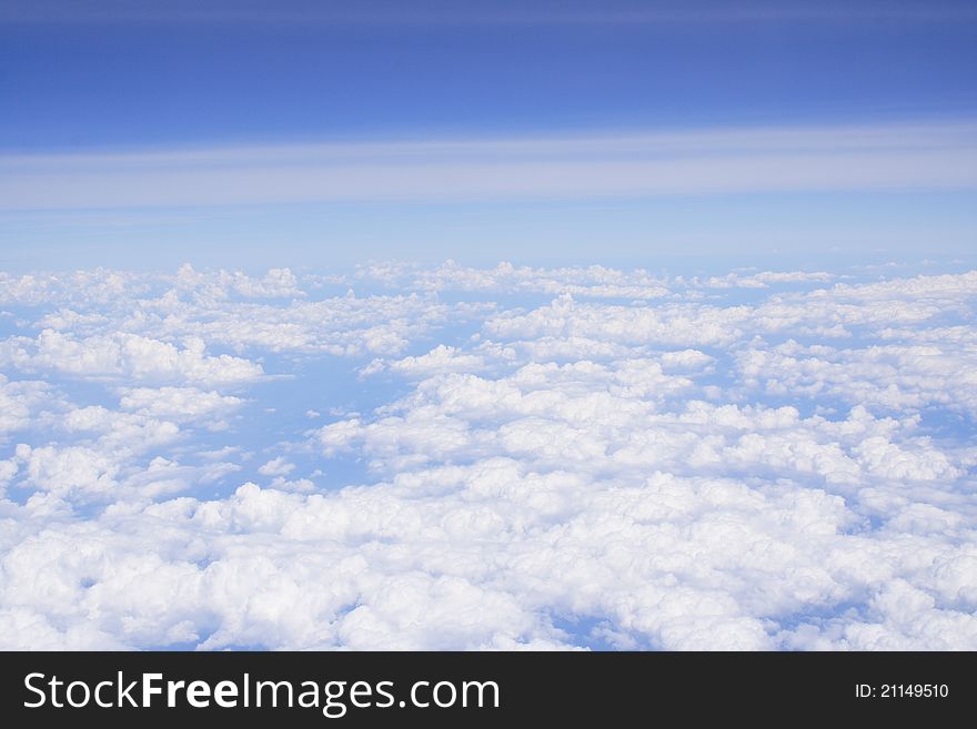 Clouds and sky, view from an aircraft. Clouds and sky, view from an aircraft