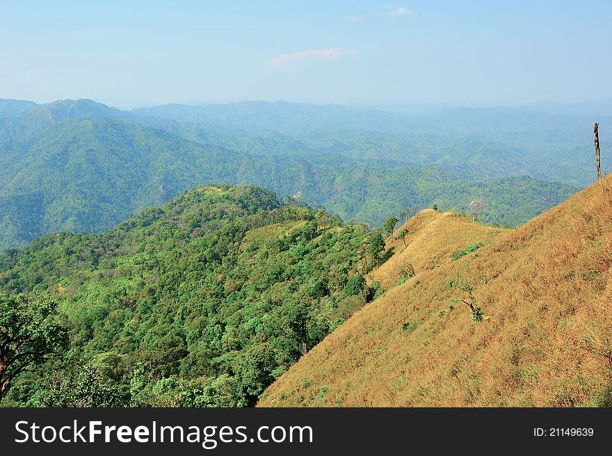 Top view of Mountain, Khao chang puak, Kanchanaburi, Thailand