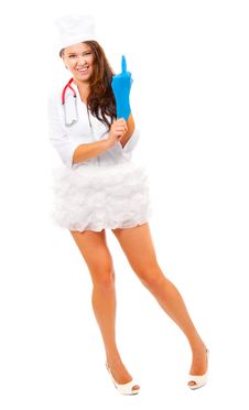 Young Nurse Showing Middle Finger Royalty Free Stock Photos Young Nurse Showing Middle Finger Royalty Free Stock Photos