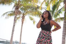 Woman Talking On Her Cellphone Stock Photos