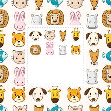 Free Cartoon Animal Head Card Royalty Free Stock Images - 21156679