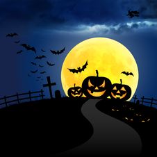 Pumpkin Halloween In Night Royalty Free Stock Photos