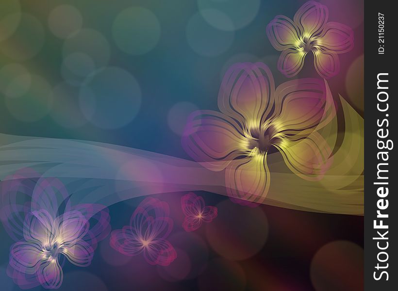 Dark Background With Fantastic Flowers