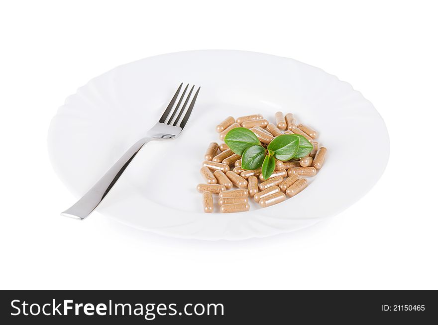 Pills in a plate still life