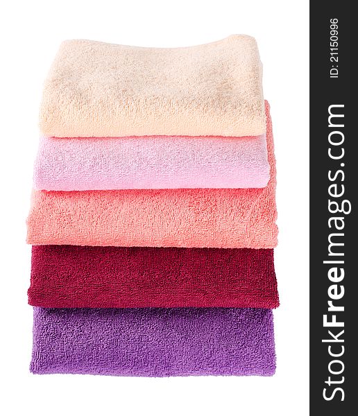 The combined color towels isolated on white. The combined color towels isolated on white