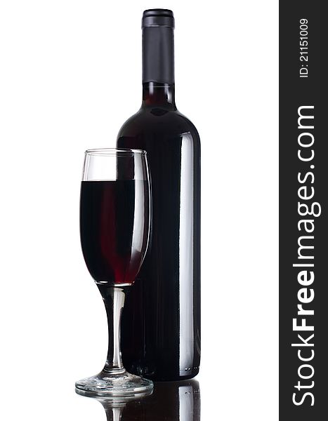 Red wine glass isolated on white background