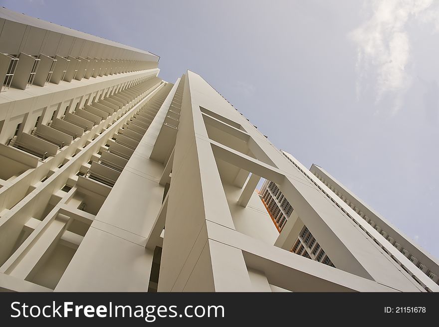 Big fancy apartment buildings in residential settlement.