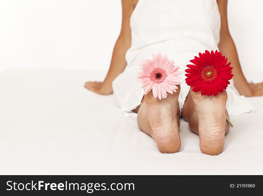 Woman Foot With Flowers