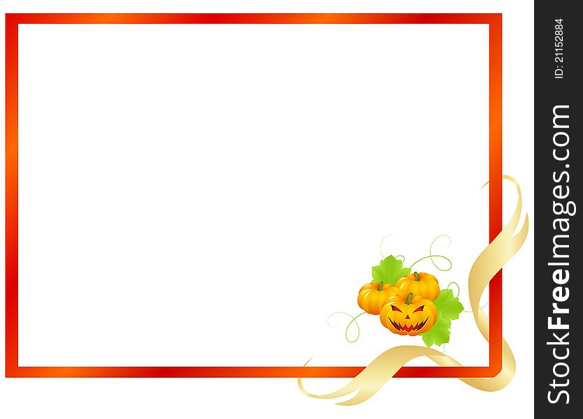 Decorative orange holloween frame with pumpkins. Vector illustration. Decorative orange holloween frame with pumpkins. Vector illustration.