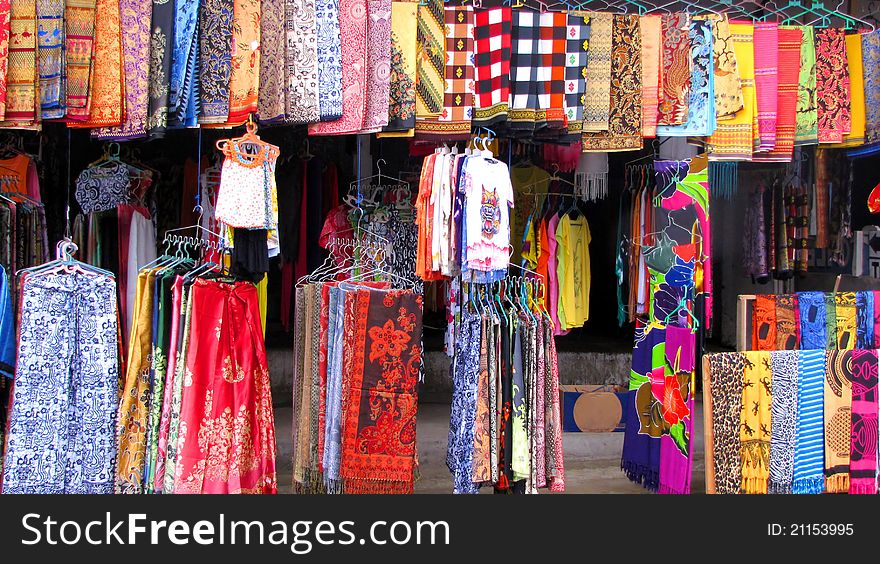 Colorful sarongs sold in Pura Besakih, Bali