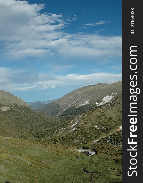 A view of a valley in the Rocky Mountains, Colorado. A view of a valley in the Rocky Mountains, Colorado