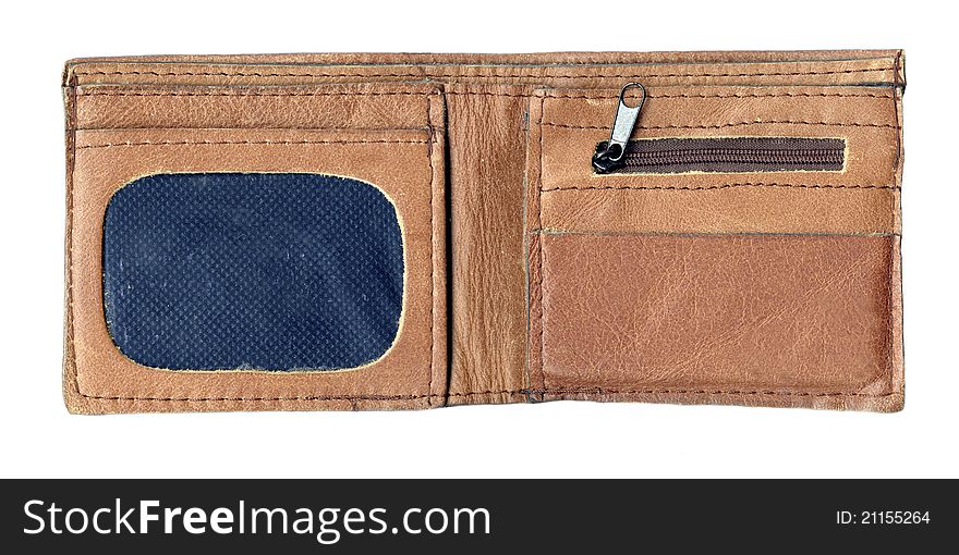 Interior of a well worn brown leather wallet. Interior of a well worn brown leather wallet
