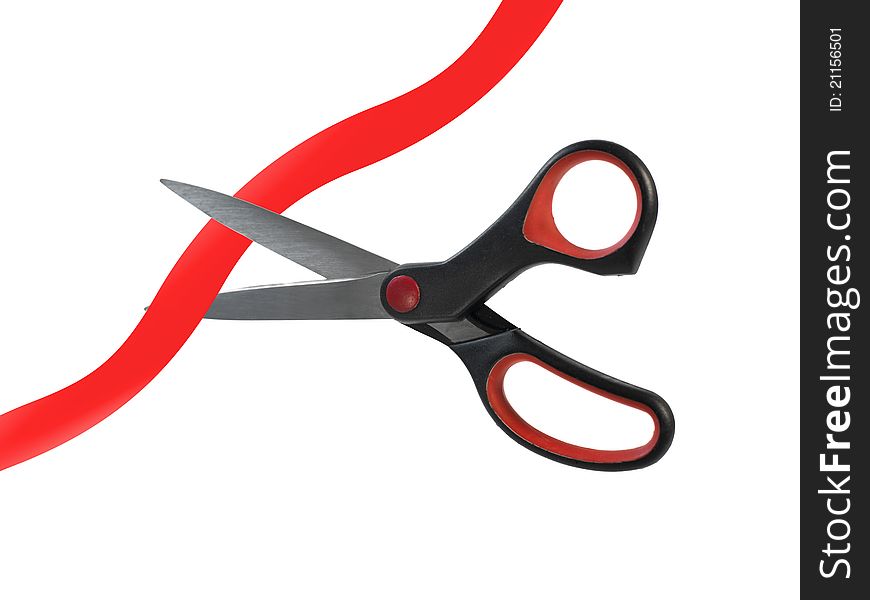 A pair of scissors isolated against a white background