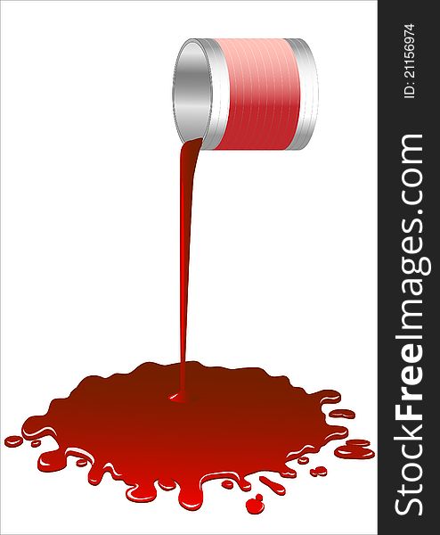 Spilled red paint from a bucket.Vector. Spilled red paint from a bucket.Vector