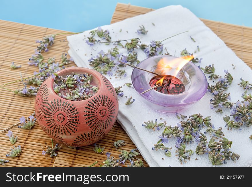 Spa background with lavender herbs. Spa background with lavender herbs