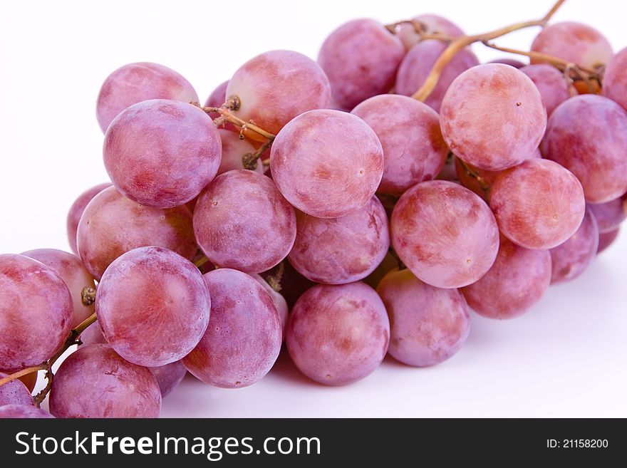 Big fresh grapes on white