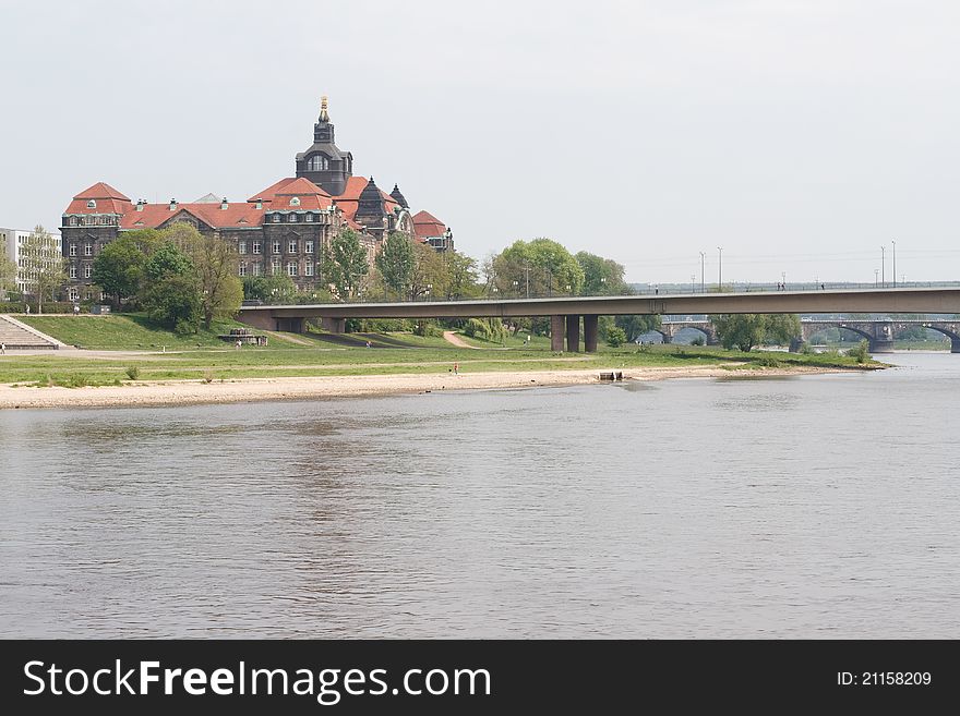 A modern bridge over the Elbe in Dresden