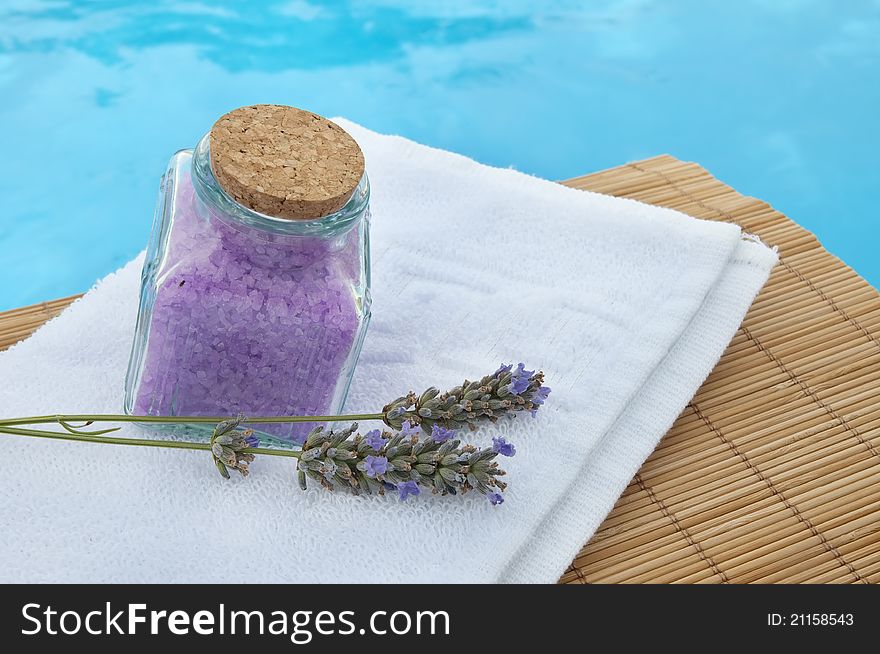 Spa background with lavender herbs