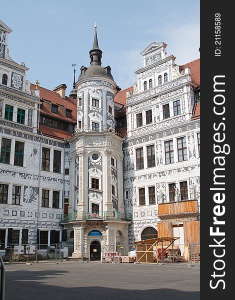 The courtyard of the Palace residence in Dresden. Germany